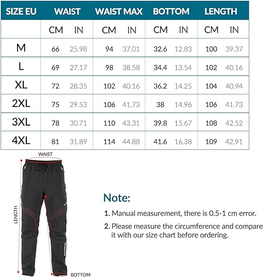 ROCKBROS Pantaloni da ciclismo Antivento Pantaloni lunghi Pantaloni da ciclismo sportivo Taglia europea M-4XL
