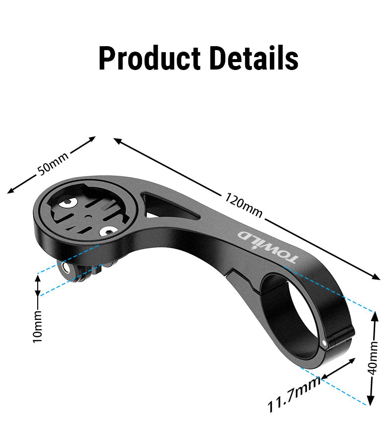 TOWILD AS90 Staffa di estensione per montaggio su torcia per manubrio della bicicletta per luce per computer da bicicletta e GoPro GARMIN XOSS iGPSport