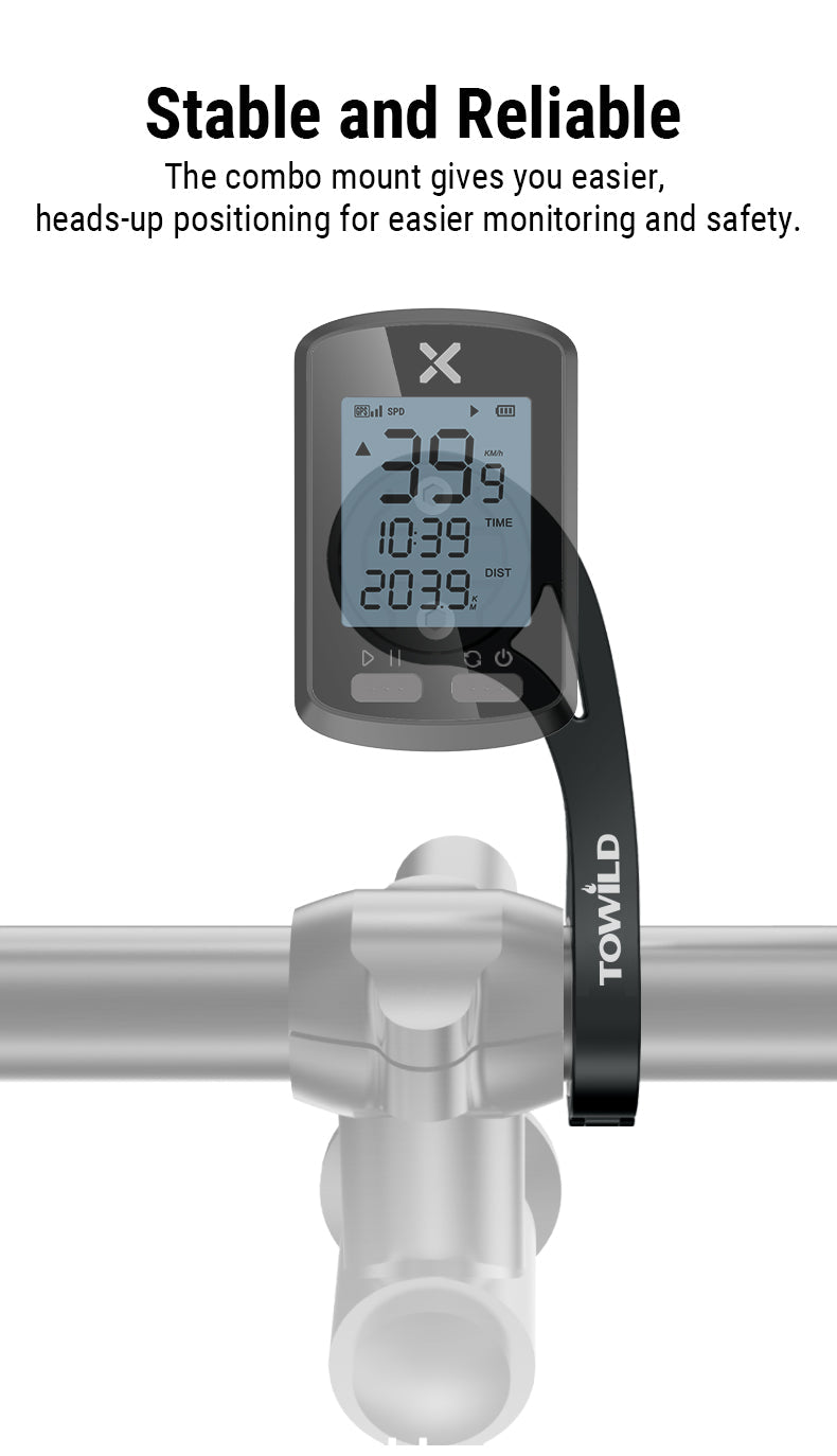 TOWILD AS90 Staffa di estensione per montaggio su torcia per manubrio della bicicletta per luce per computer da bicicletta e GoPro GARMIN XOSS iGPSport
