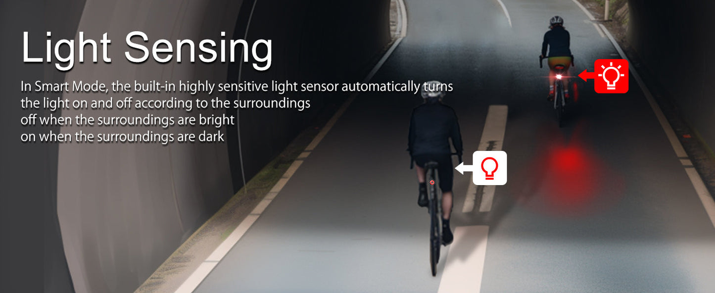 TOWILD TL03 Luce posteriore per bicicletta Luce posteriore per bicicletta con rilevamento automatico Luce posteriore ricaricabile tramite USB IPX7 Impermeabile 3 modalità di sicurezza Ultra luminosa per la guida notturna di sicurezza
