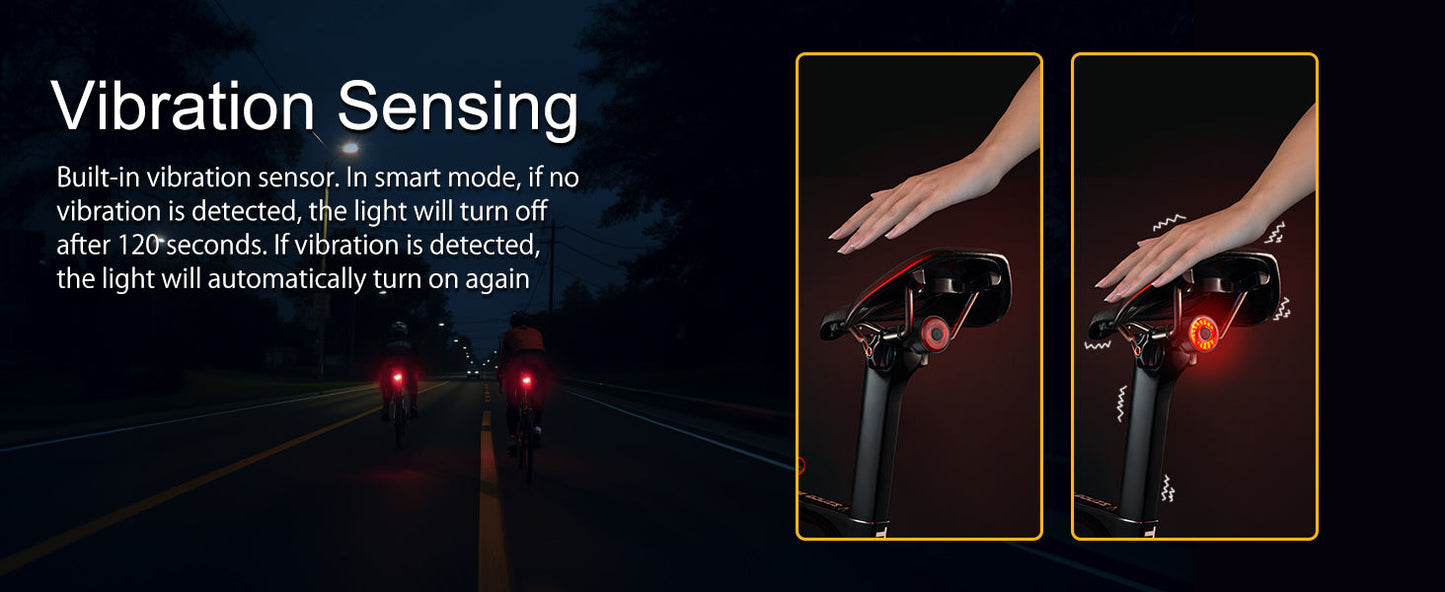 TOWILD TL03 Luce posteriore per bicicletta Luce posteriore per bicicletta con rilevamento automatico Luce posteriore ricaricabile tramite USB IPX7 Impermeabile 3 modalità di sicurezza Ultra luminosa per la guida notturna di sicurezza