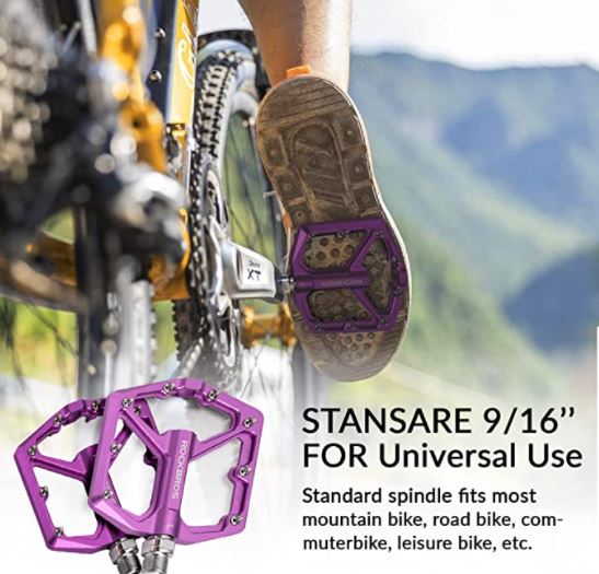 ROCKBROS Pedali per bici da strada Pedali per bici da corsa Pedali a piattaforma in alluminio Pedali per bici ultraleggeri e antiscivolo 9/16 di pollice