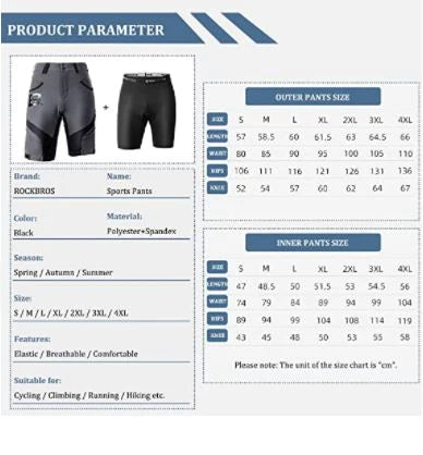Pantaloncini ROCKBROS Elite con pantaloncini interni e fondello Uomo Nero