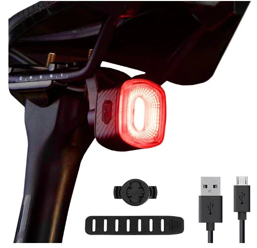 ROCKBROS Luce posteriore per bicicletta LED Impermeabile IPX6 Ricaricabile USB, Luce di frenata intelligente Luce rossa brillante con 5 modalità fisse e lampeggianti