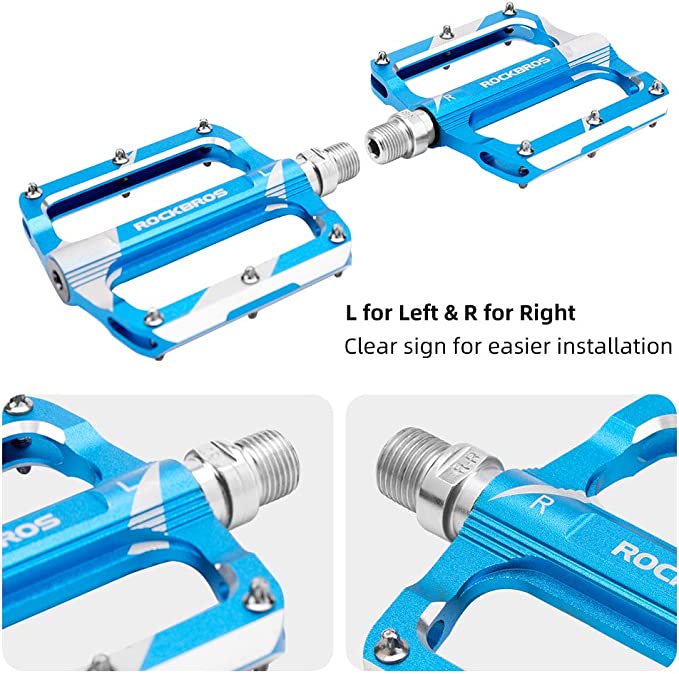 ROCKBROS K306 Pedali da bici piatti 9/16 pollici in alluminio con cuscinetti sigillati tre colori