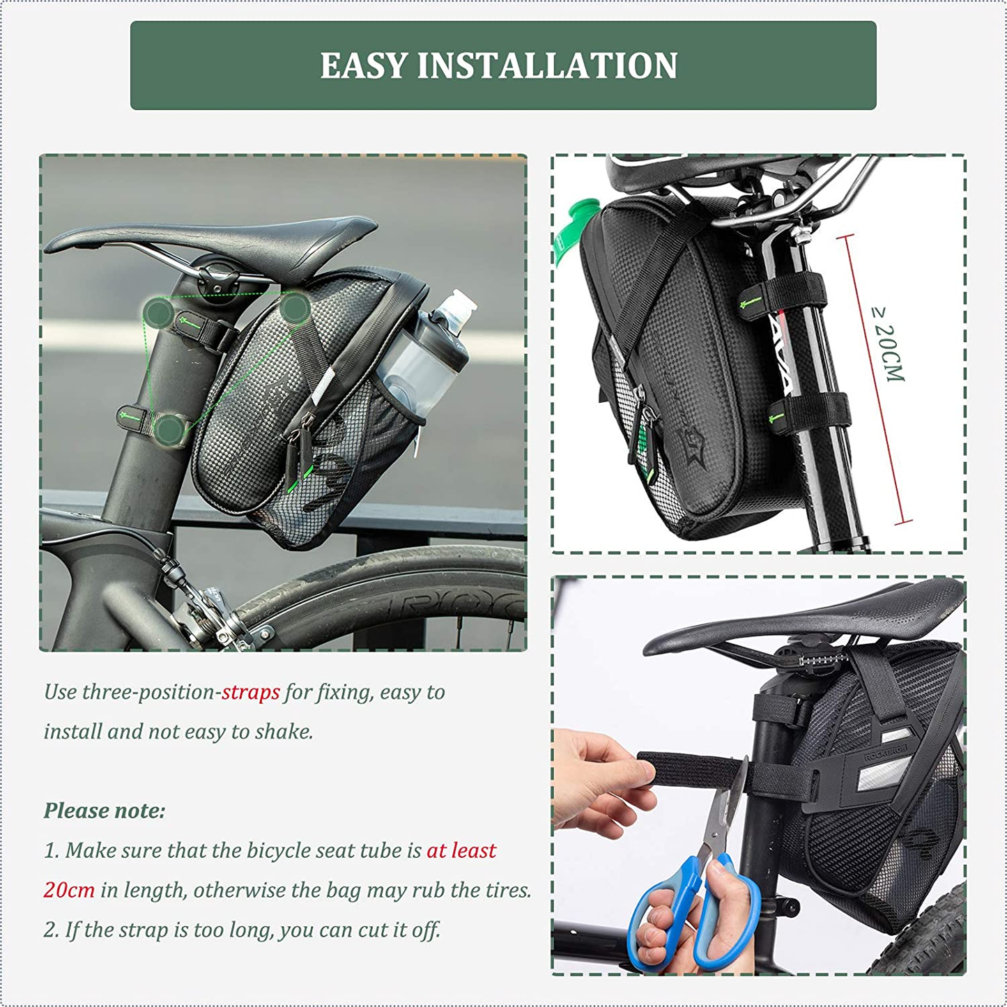 ROCKBROS C7-1 Borsa da sella per bici con portaborraccia