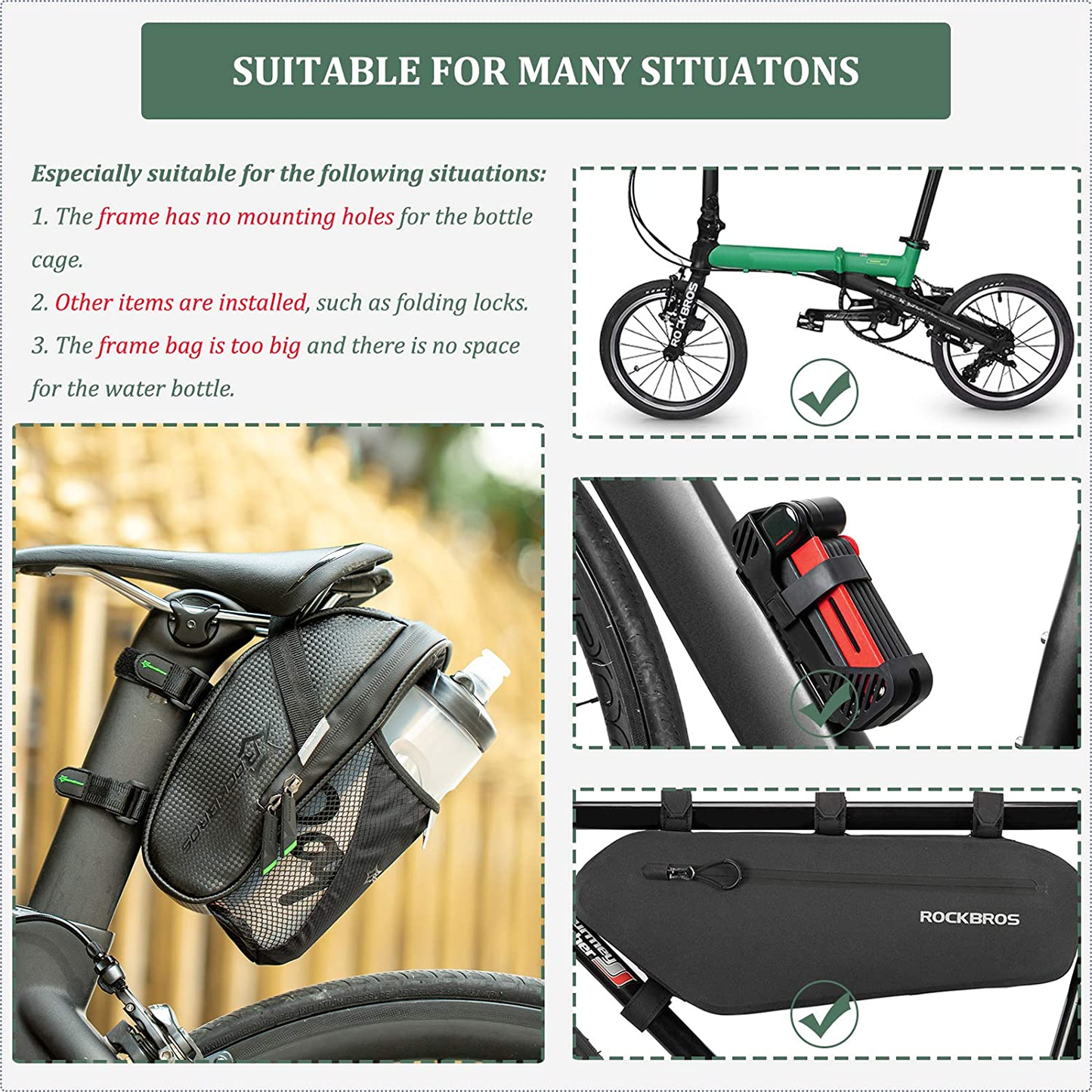 ROCKBROS C7-1 Borsa da sella per bici con portaborraccia