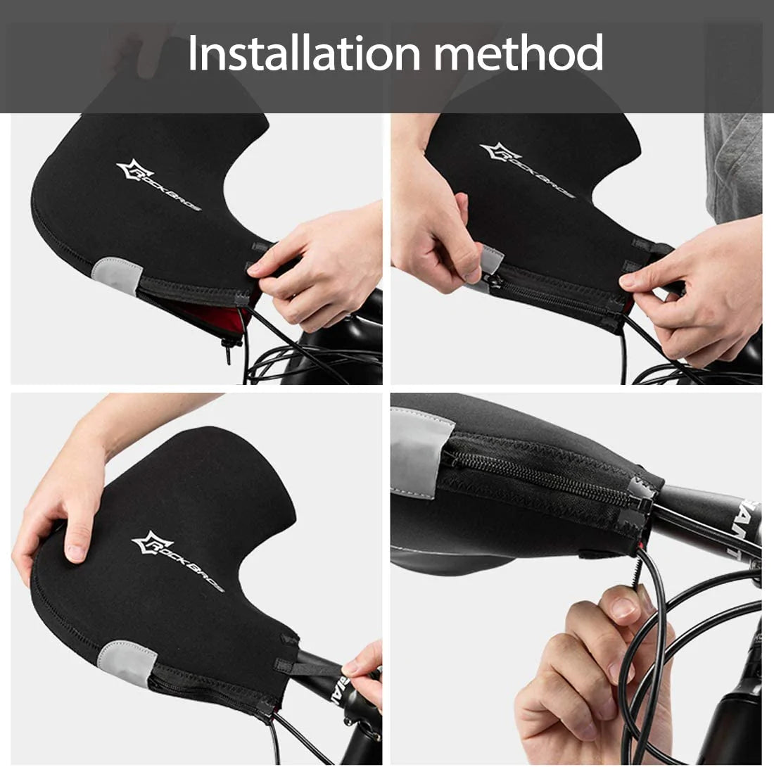 ROCKBROS D16-B Guanti da manubrio invernali termici antivento per bicicletta foderati idrorepellenti