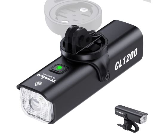 TOWILD CL1200 Garmin/GoPro Mount Compatibile 1200 4000mAh Batteria Luce per bici impermeabile per pendolari