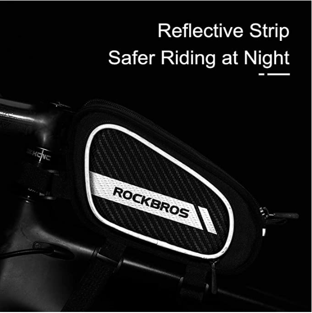 ROCKBROS 006-1BK Borsa telaio bici con 2 tasche laterali e catarifrangenti 1.8L nera