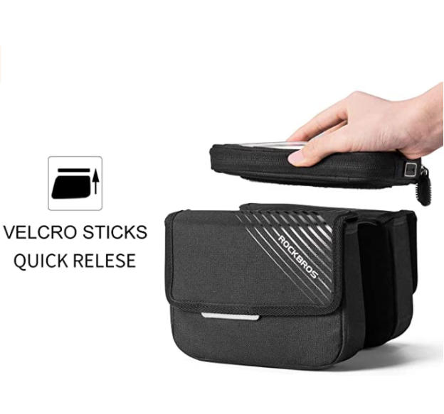 ROCKBROS 030-60BK Borsa per telaio bici con portacellulare fino 6.0 pollici