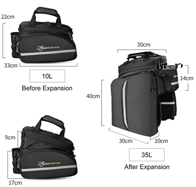 ROCKBROS A6-1BK Borsa portapacchi posteriore borsa sellino bici con catarifrangenti