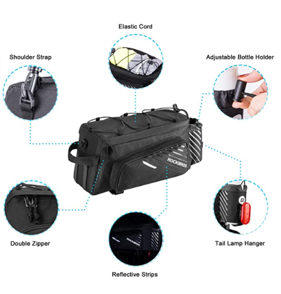 ROCKBROS A9-BK Borsa portabagagli bici borse laterali pieghevoli 9-12L