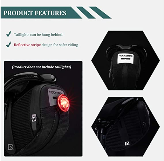 ROCKBROS B74 Borsa da sellino con porta luce posteriore nera