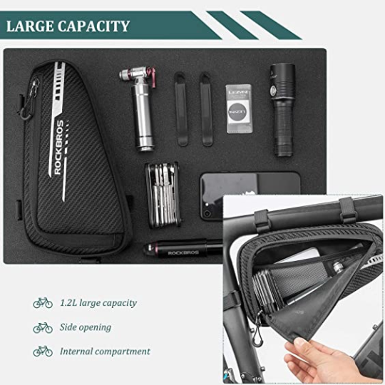 ROCKBROS B75 Borsa per telaio bici triangolare 1.2L nera