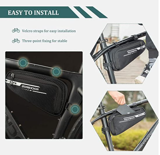 ROCKBROS B75 Borsa per telaio bici triangolare 1.2L nera