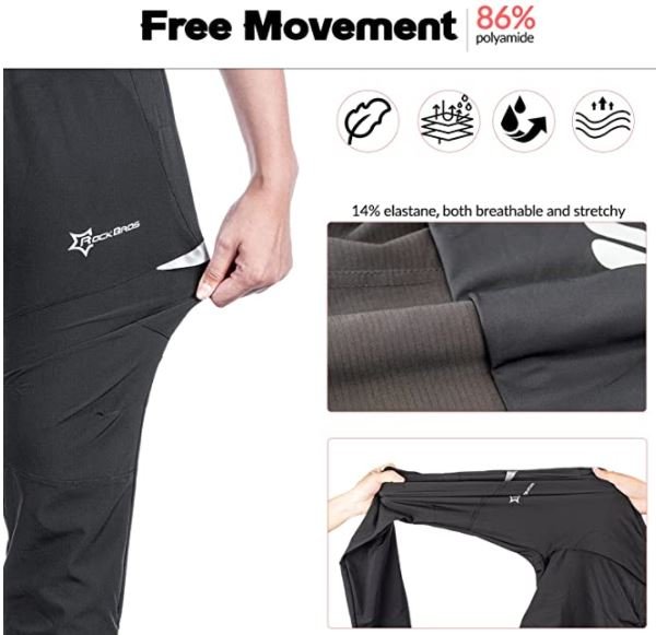 ROCKBROS Pantaloncini da ciclismo da uomo Pantaloncini da ciclismo lunghi permeabili all'aria Pantaloncini da corsa per sport all'aria aperta