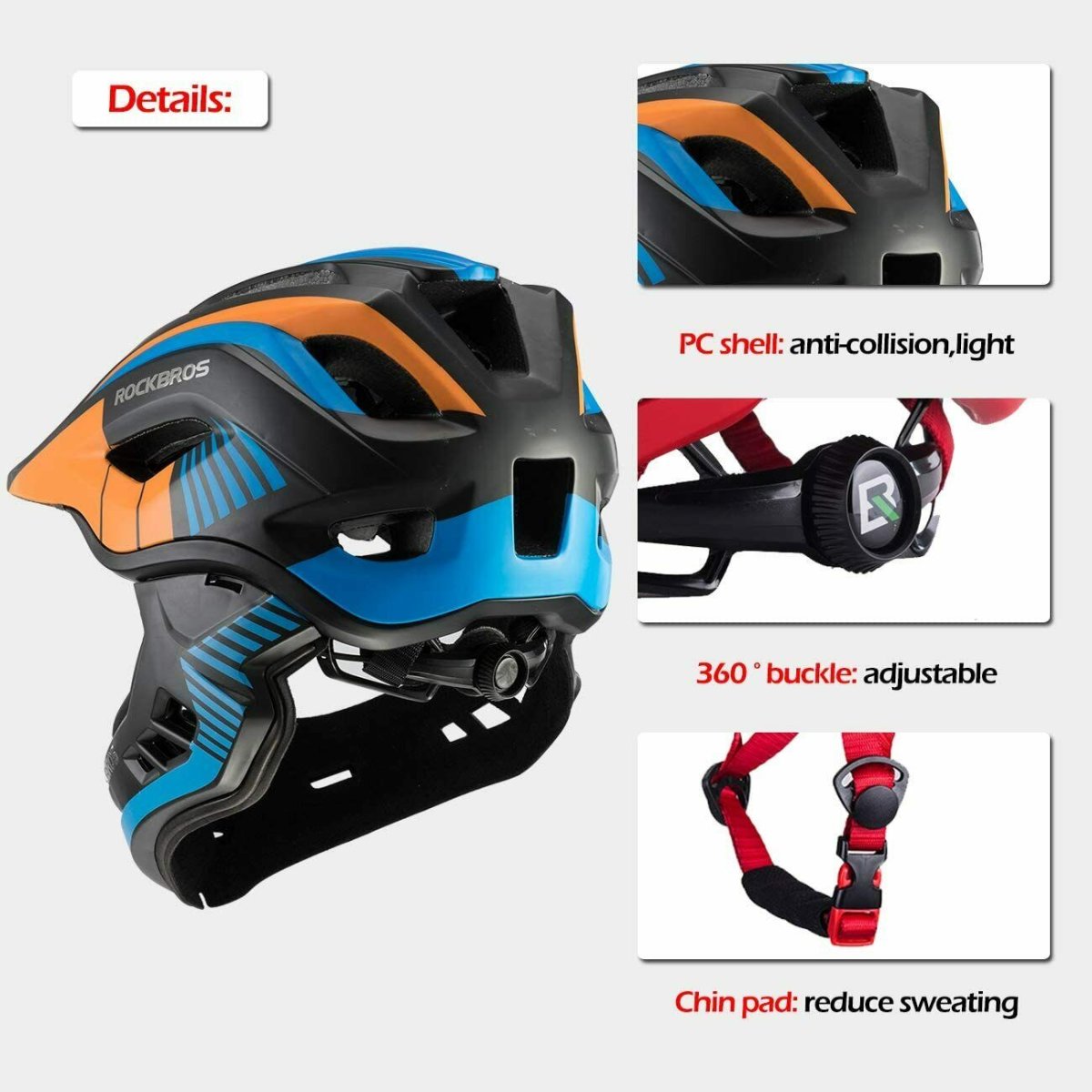 ROCKBROS TT-32S Casco bici bimbi con paramento rimovibile