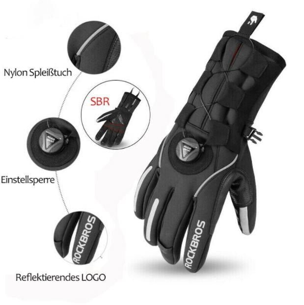 ROCKBROS Guanti da Sci Invernali Guanti SBR Bicicletta Moto Antivento M-2XL