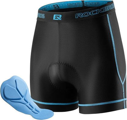 ROCKBROS Pantaloncini da ciclismo da uomo con imbottitura del sedile 4D Intimo da ciclismo traspirante Intimo da bicicletta imbottito Intimo corto elastico MTB Bici da strada M-3XL