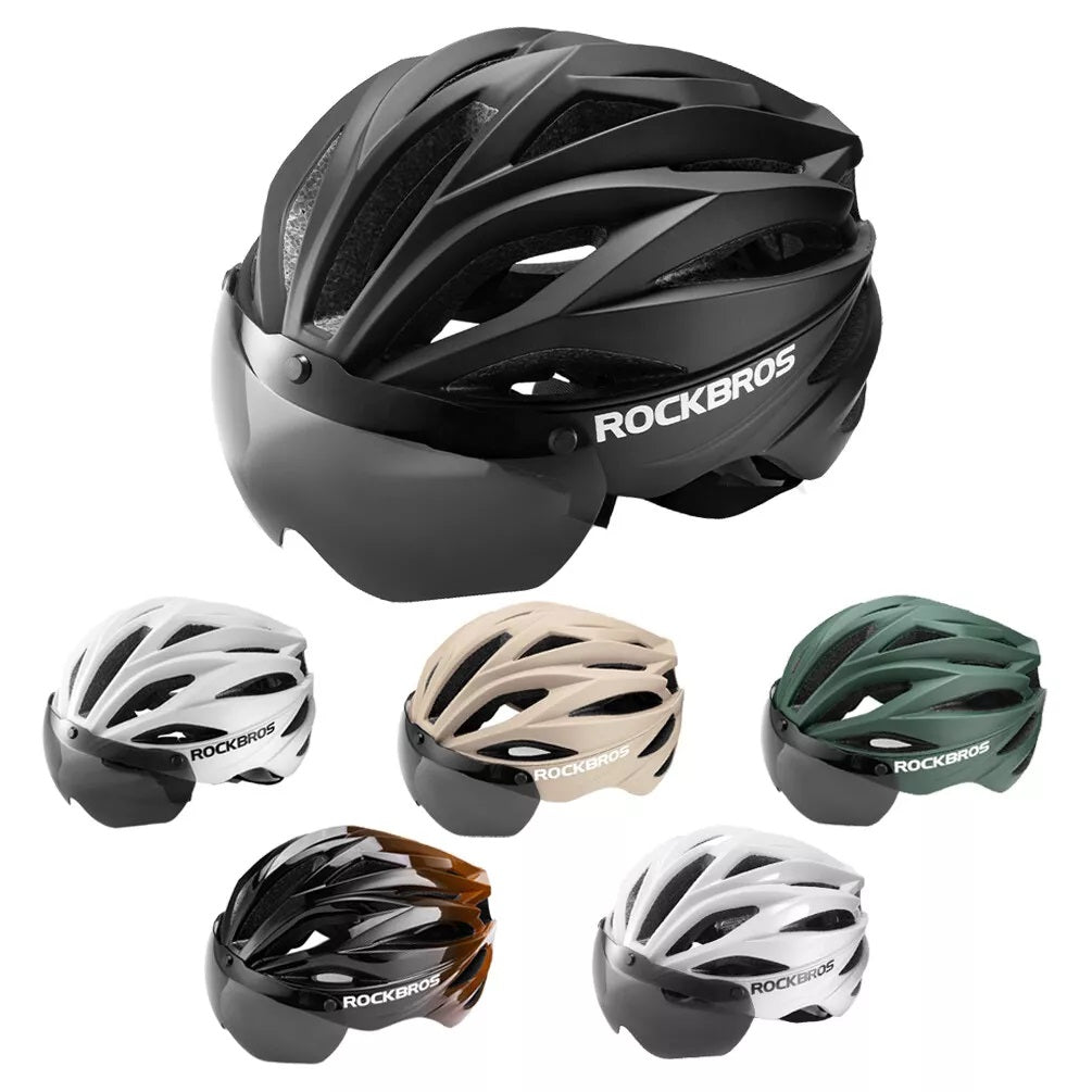 Casco da bicicletta per adulti ROCKBROS con visiera magnetica rimovibile traspirante regolabile per uomo e donna 58-62 cm