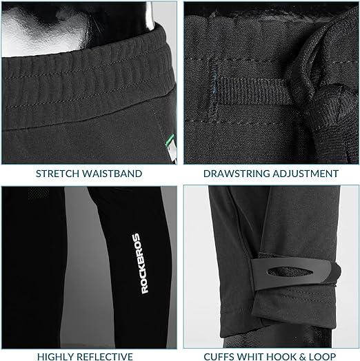 ROCKBROS Pantaloni da ciclismo Antivento Pantaloni lunghi Pantaloni da ciclismo sportivo Taglia europea M-4XL