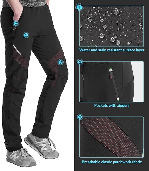 ROCKBROS Pantaloni da ciclismo Antivento Pantaloni lunghi Pantaloni da ciclismo sportivo Taglia europea M-4XL