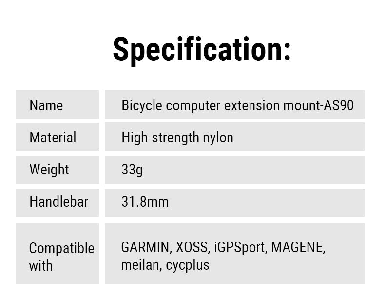 TOWILD AS90 Staffa di estensione per montaggio su torcia per manubrio della bicicletta per luce per computer da bicicletta e GoPro GARMIN XOSS iGPSport
