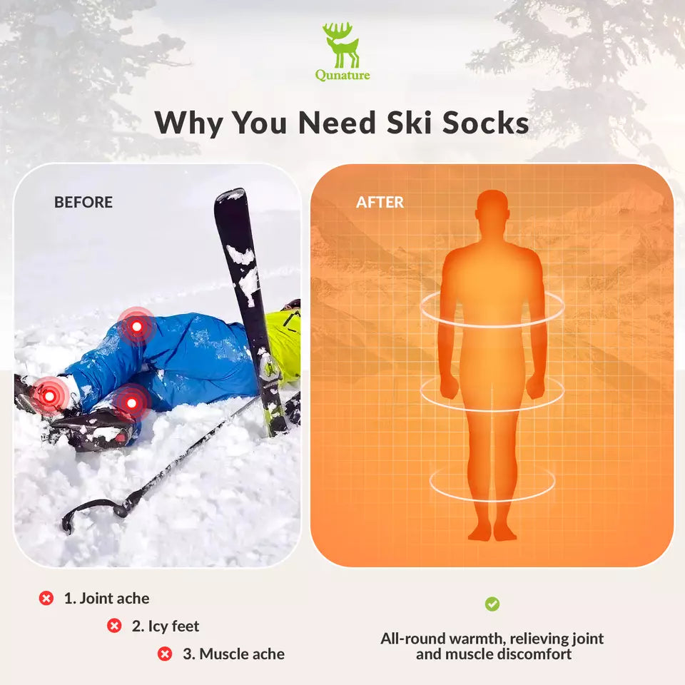 Qunature 1 paio di calze da sci, calze da sci unisex per sci, snowboard, sport invernali