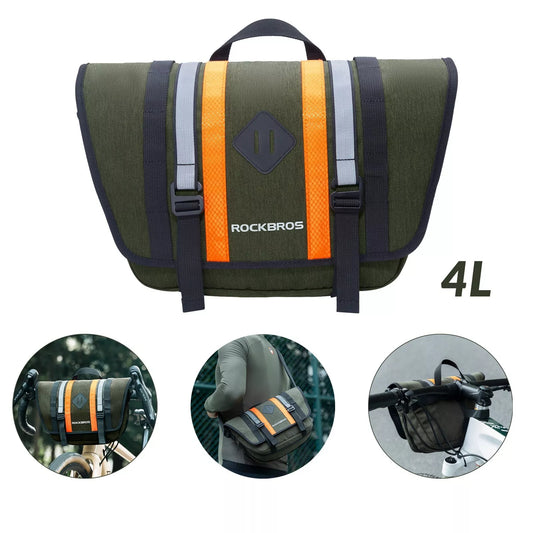 Borsa da manubrio ROCKBROS 2.5L-4L borsa da bici anteriore borsa a tracolla con tracolla verde