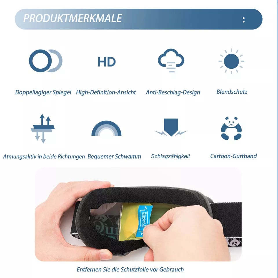 Maschere da sci Qunature, maschere da snowboard per bambini e adulti che portano gli occhiali, antiappannanti