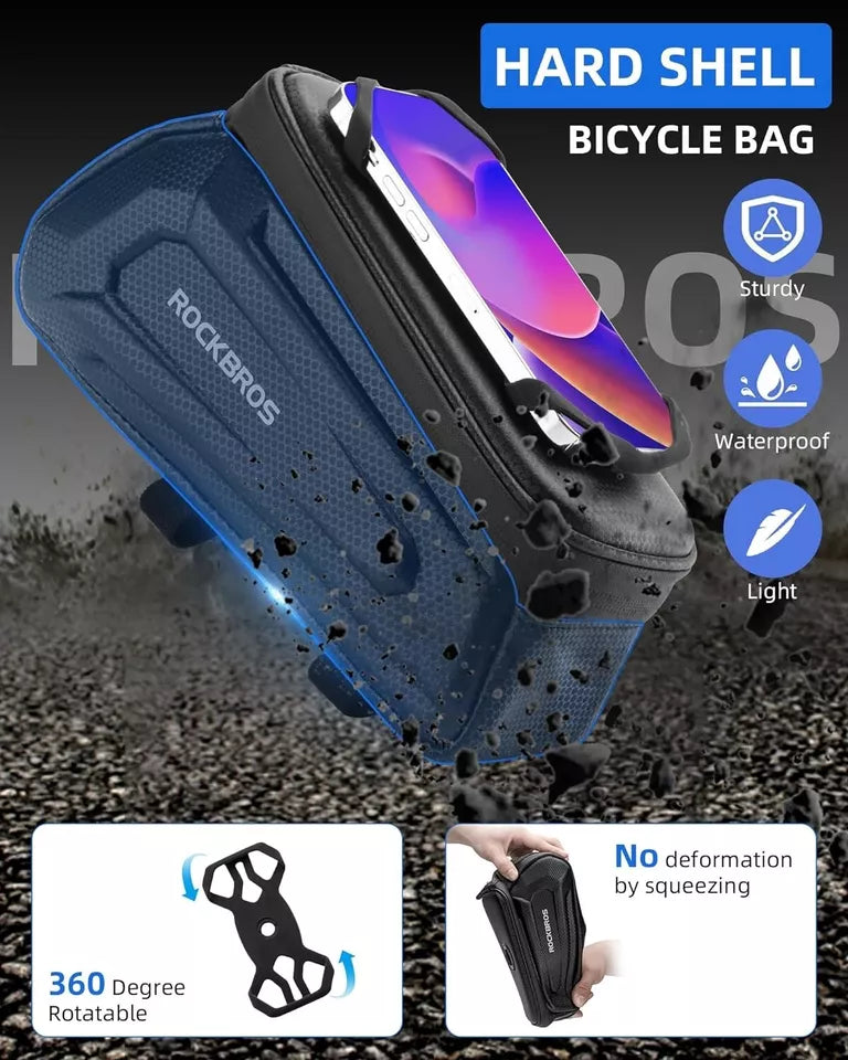 Borsa da bicicletta ROCKBROS Borsa da telaio rigida da 1,5 litri con porta cellulare fino a 6,5 pollici