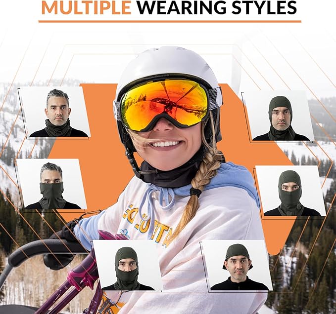 Qunature Passamontagna Passamontagna Invernale Maschera da Sci Antivento Traspirante Maschera M/L per Sport all'Aria Aperta Sci Ciclismo Snowboard Motociclismo Donna/Uomo