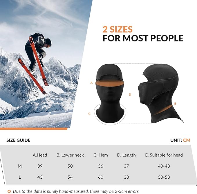 Qunature Passamontagna Passamontagna Invernale Maschera da Sci Antivento Traspirante Maschera M/L per Sport all'Aria Aperta Sci Ciclismo Snowboard Motociclismo Donna/Uomo