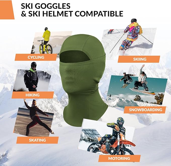 Qunature Passamontagna Passamontagna Invernale Maschera da Sci Antivento Traspirante Maschera M/L per Sport all'Aria Aperta Sci Ciclismo Snowboard Motociclismo Donna/Uomo