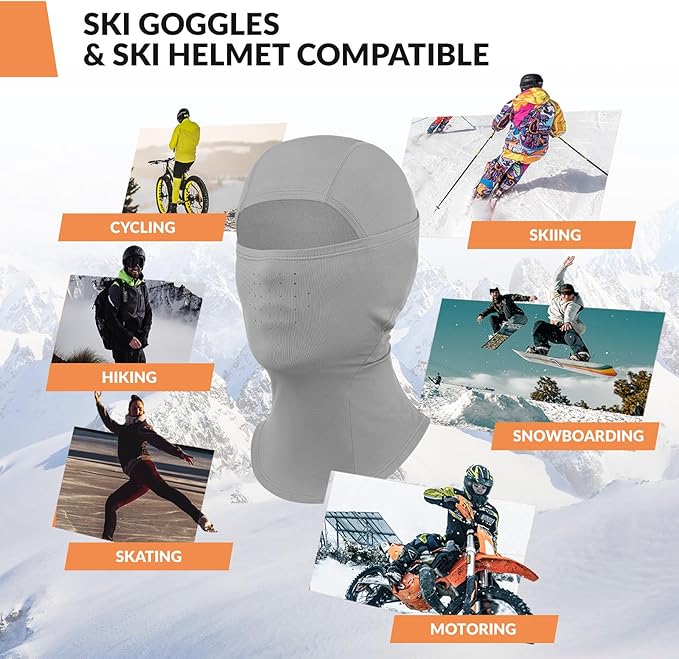 Qunature Passamontagna Passamontagna Invernale Maschera da Sci Antivento Traspirante Maschera M/L per Sport all'Aria Aperta Sci Ciclismo Snowboard Motociclismo Donna/Uomo