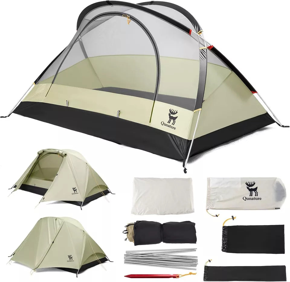 Tenda da campeggio Qunature per 2 persone Tenda zaino Tenda impermeabile con struttura a X