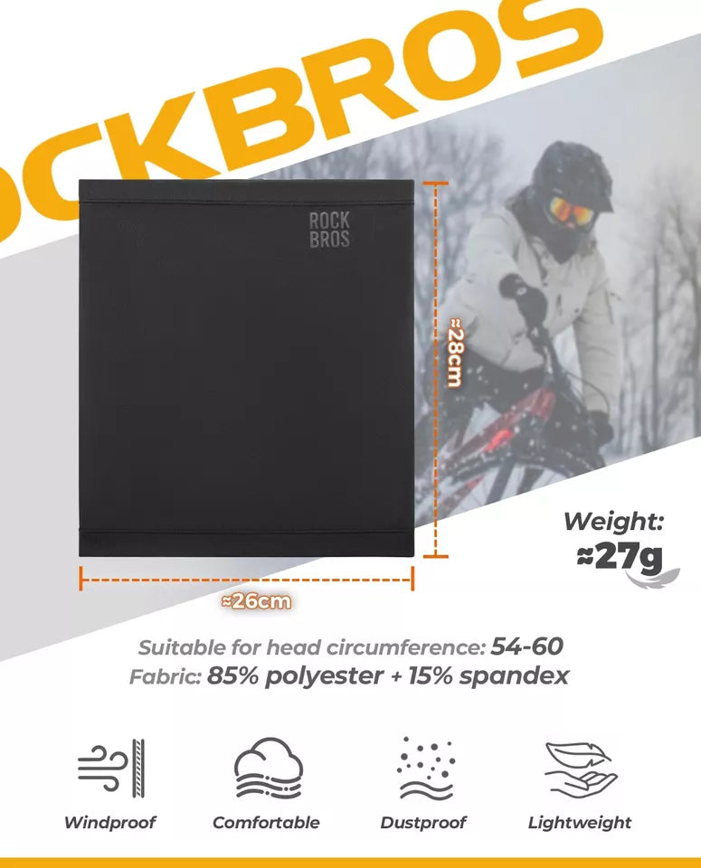 ROCKBROS Mezza passamontagna invernale calda sciarpa tubolare scaldacollo all'aperto unisex