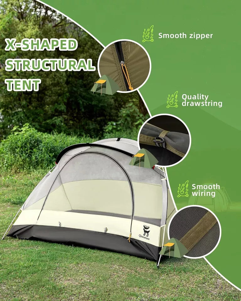 Tenda da campeggio Qunature per 2 persone Tenda zaino Tenda impermeabile con struttura a X