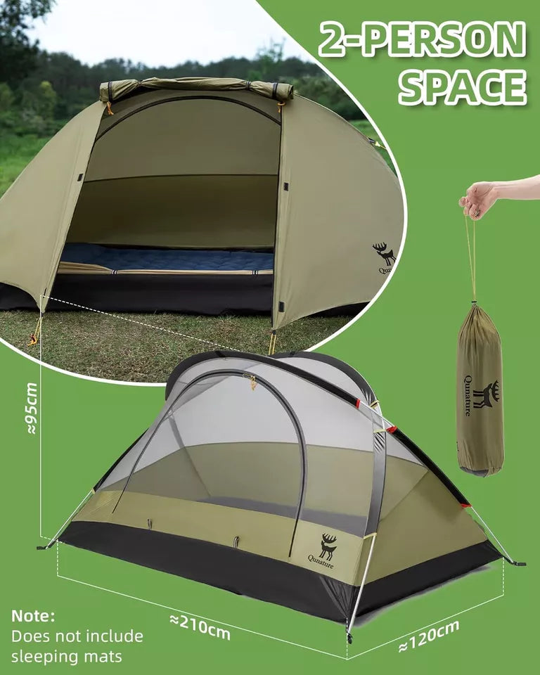 Tenda da campeggio Qunature per 2 persone Tenda zaino Tenda impermeabile con struttura a X