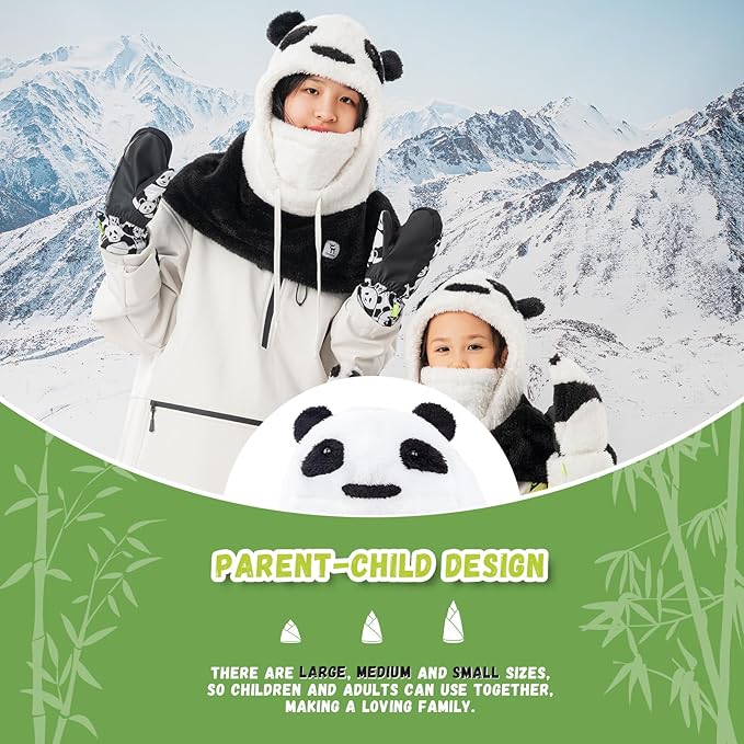 Qunature passamontagna invernale passamontagna per bambini e genitori design panda maschere integrali passamontagna per attività all'aperto autunnali e invernali come sci motociclismo ciclismo