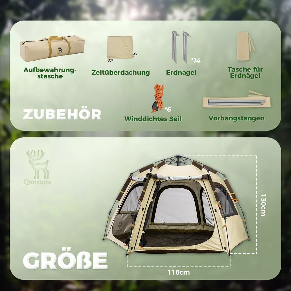 Tenda da campeggio Qunature Tenda pop-up per 2-4 persone Tenda a cupola Tenda da campeggio impermeabile