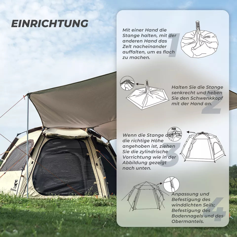 Tenda da campeggio Qunature Tenda pop-up per 2-4 persone Tenda a cupola Tenda da campeggio impermeabile