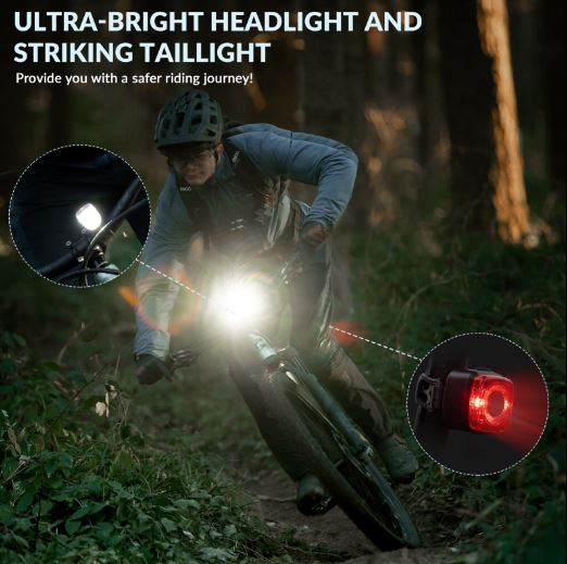 ROCKBROS Set di luci per bicicletta 200M Illuminazione StVZO Luce posteriore LED IPX5 Luce per bicicletta