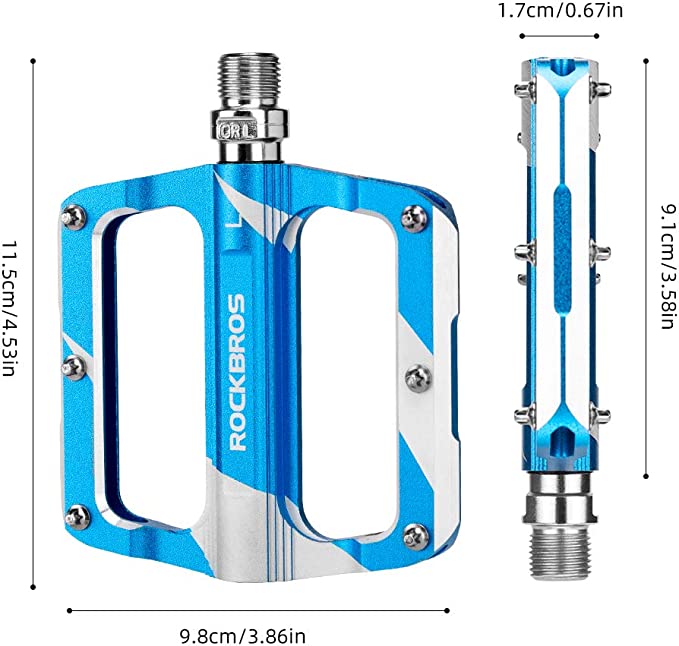 ROCKBROS K306 Pedali da bici piatti 9/16 pollici in alluminio con cuscinetti sigillati tre colori