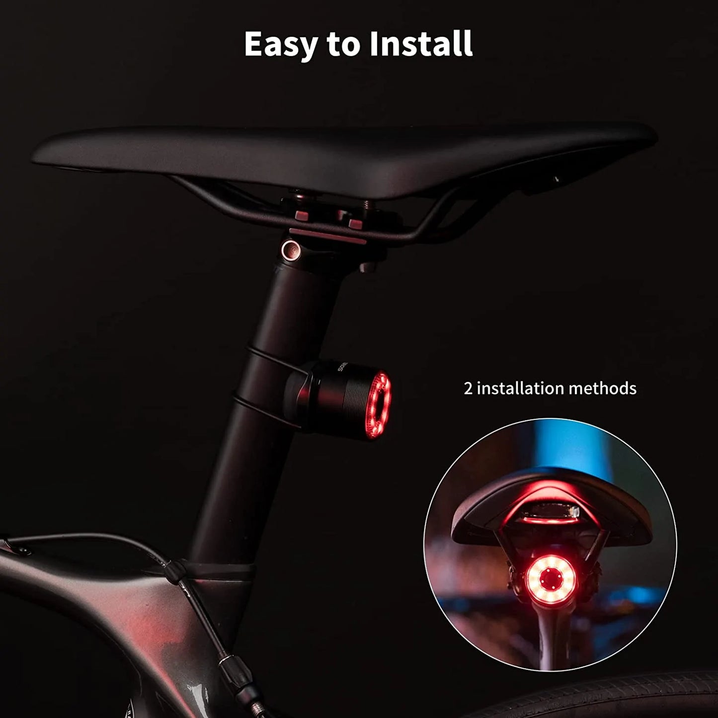 ROCKBROS Luce posteriore per bicicletta ricaricabile intelligente 4 modalità IPX6 impermeabile
