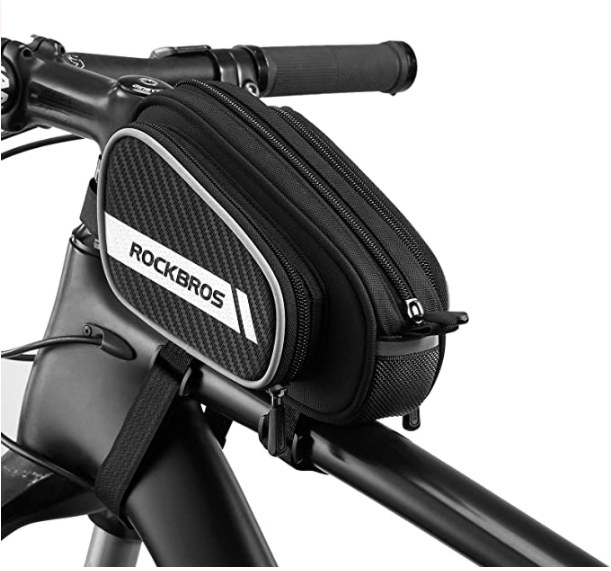 ROCKBROS 006-1BK Borsa telaio bici con 2 tasche laterali e catarifrangenti 1.8L nera