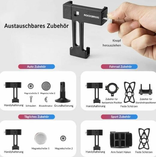 ROCKBROS Portacellulare Portacellulare magnetico multifunzionale universale