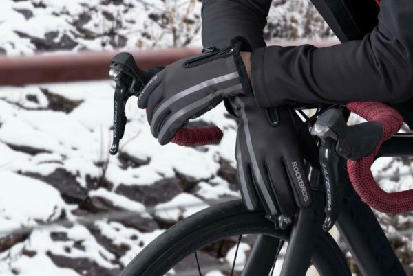 ROCKBROS Guanti Moto Guanti Ciclismo Invernali Touchscreen Impermeabili