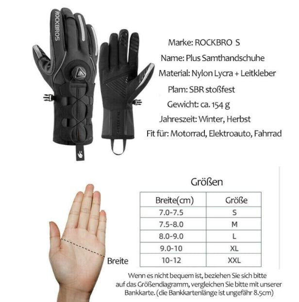 ROCKBROS Guanti da Sci Invernali Guanti SBR Bicicletta Moto Antivento M-2XL